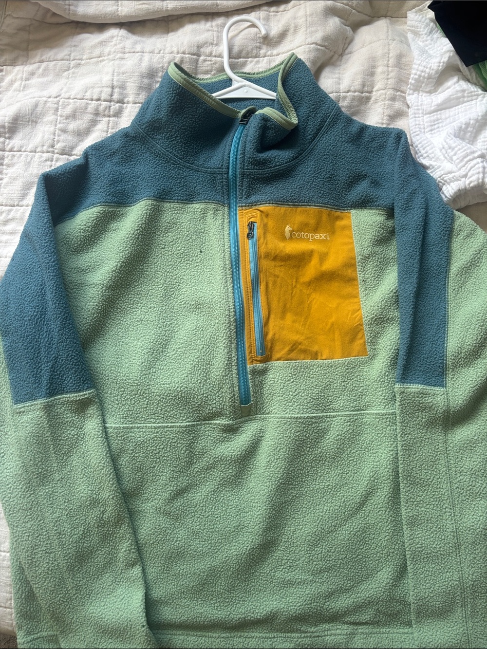 cotopaxi Teal Green Fleece Pullover with Contrast Tag